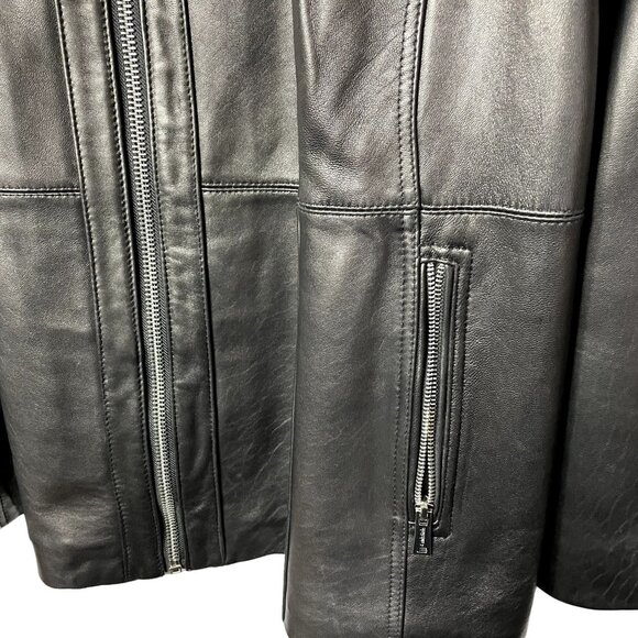 Lambskin Leather Jacket Short Dressy Coat u Plus Size 3XL Black Clavin Klein NEW - Picture 2 of 8